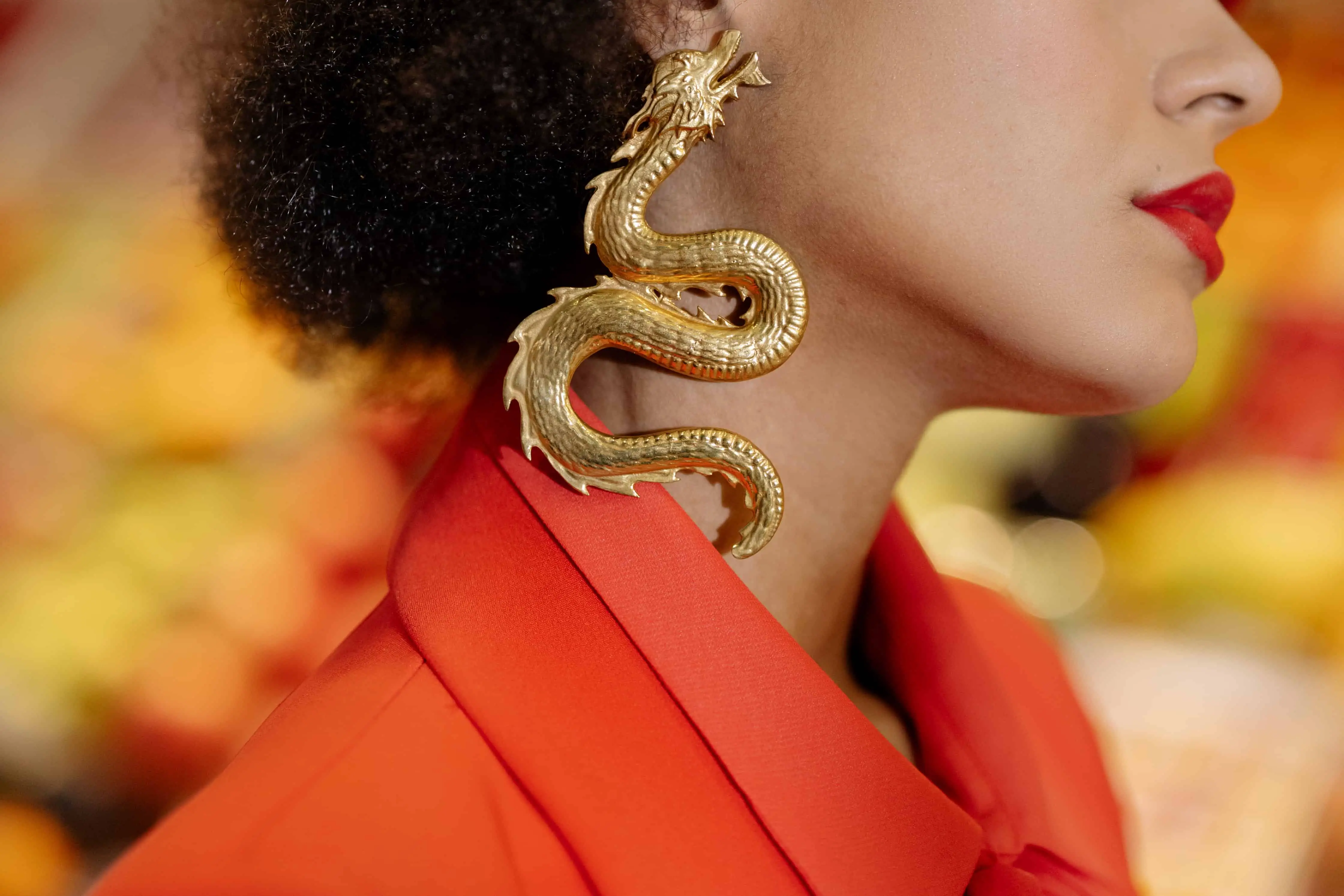 Chinese new year 2023 dress-golden earrings