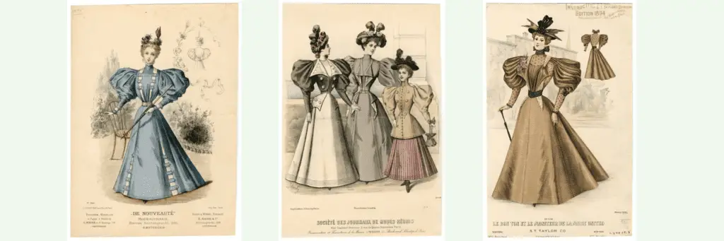 3 Fashion Plates of Gigot Sleeves, source-Thomas J. Watson Library, Metropolitan Museum of Art