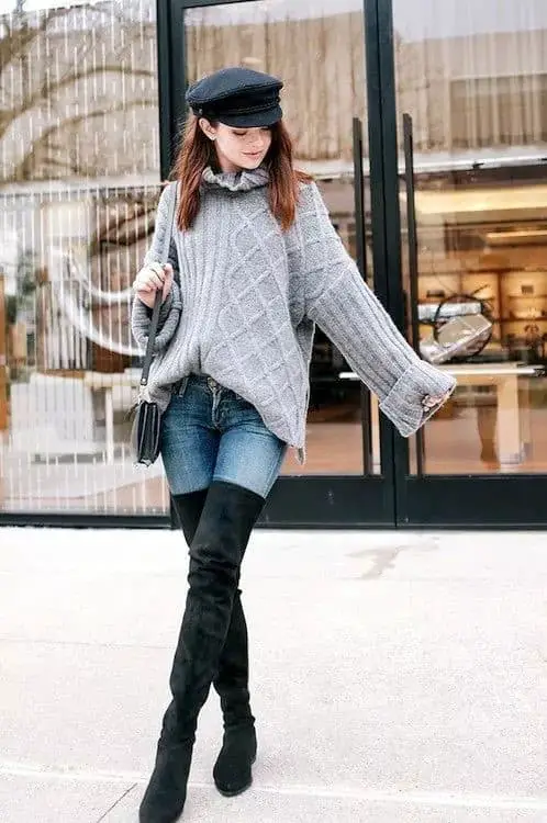 Casual Spring outfit ideas for women 2023 - over the knee boot 1