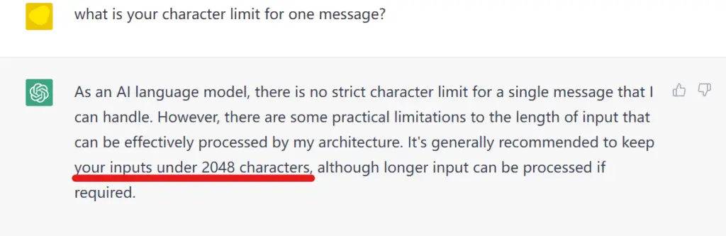 ChatGPT character limit
