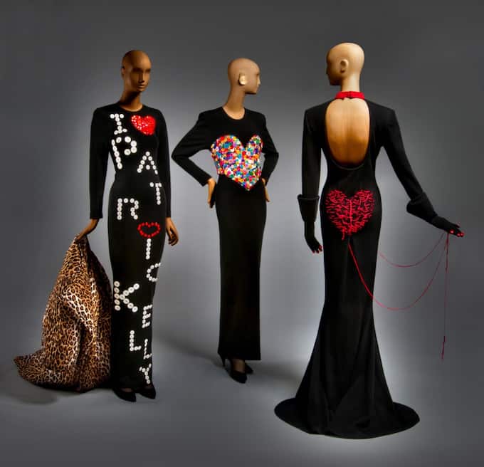 From left, two ensembles from Patrick Kelly's Fall_Winter 1986-87 collection, and an ensemble from Fall_Winter 1988-89. Photo Courtesy of Philadelphia Museum Of Art (1)
