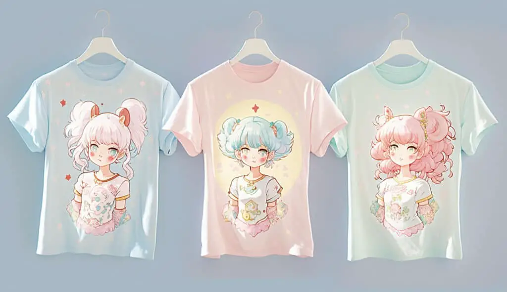 Pastel Anime Printed T-shirts