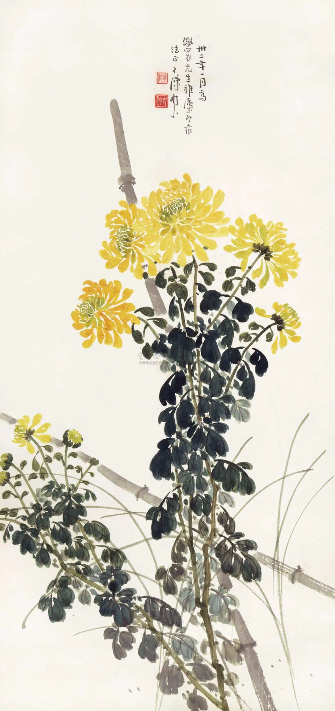Chinese Ink Painting of Chrysanthemum, by Chen Shu Ren