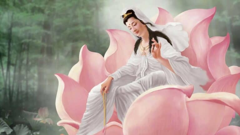 Chinese symbols - Guan Yin on a Lotus