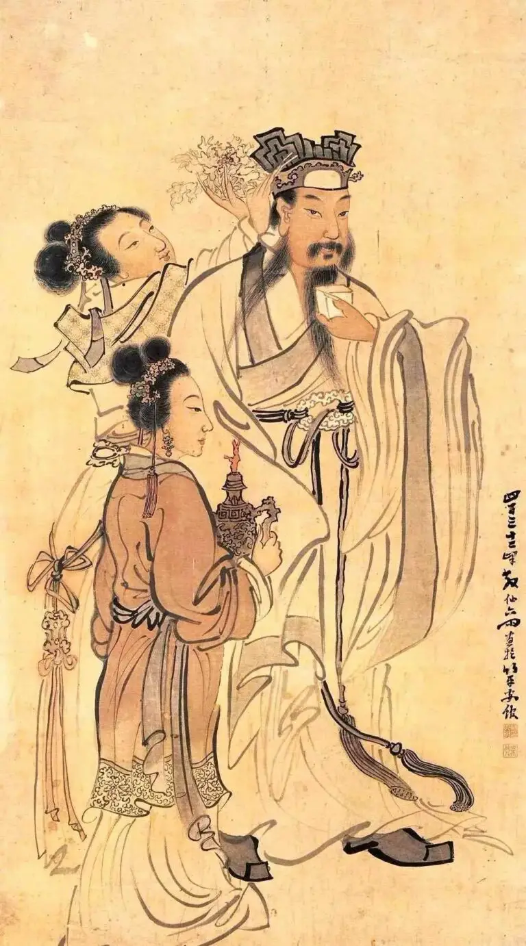 Emperor Huizong wearing Flowers, painted by Su Liupeng, Qing Dynasty