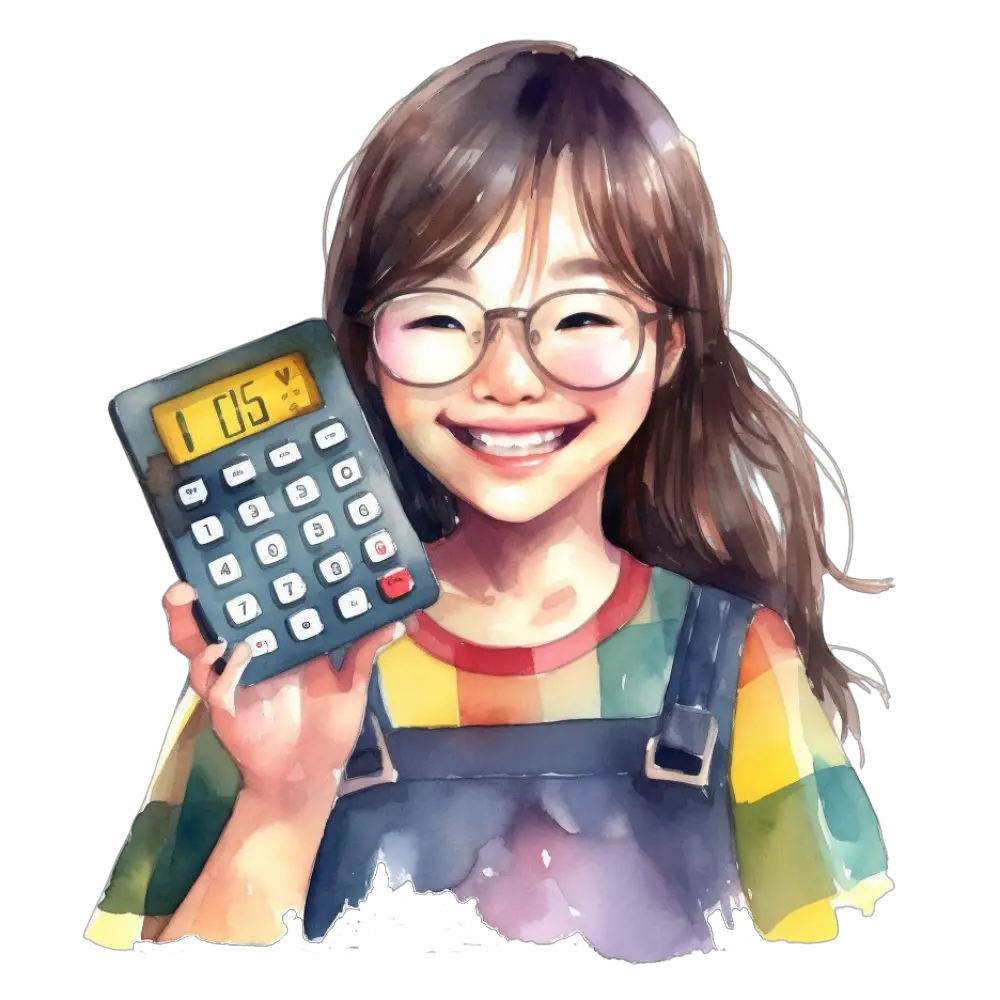 Girl with a conversion calculator