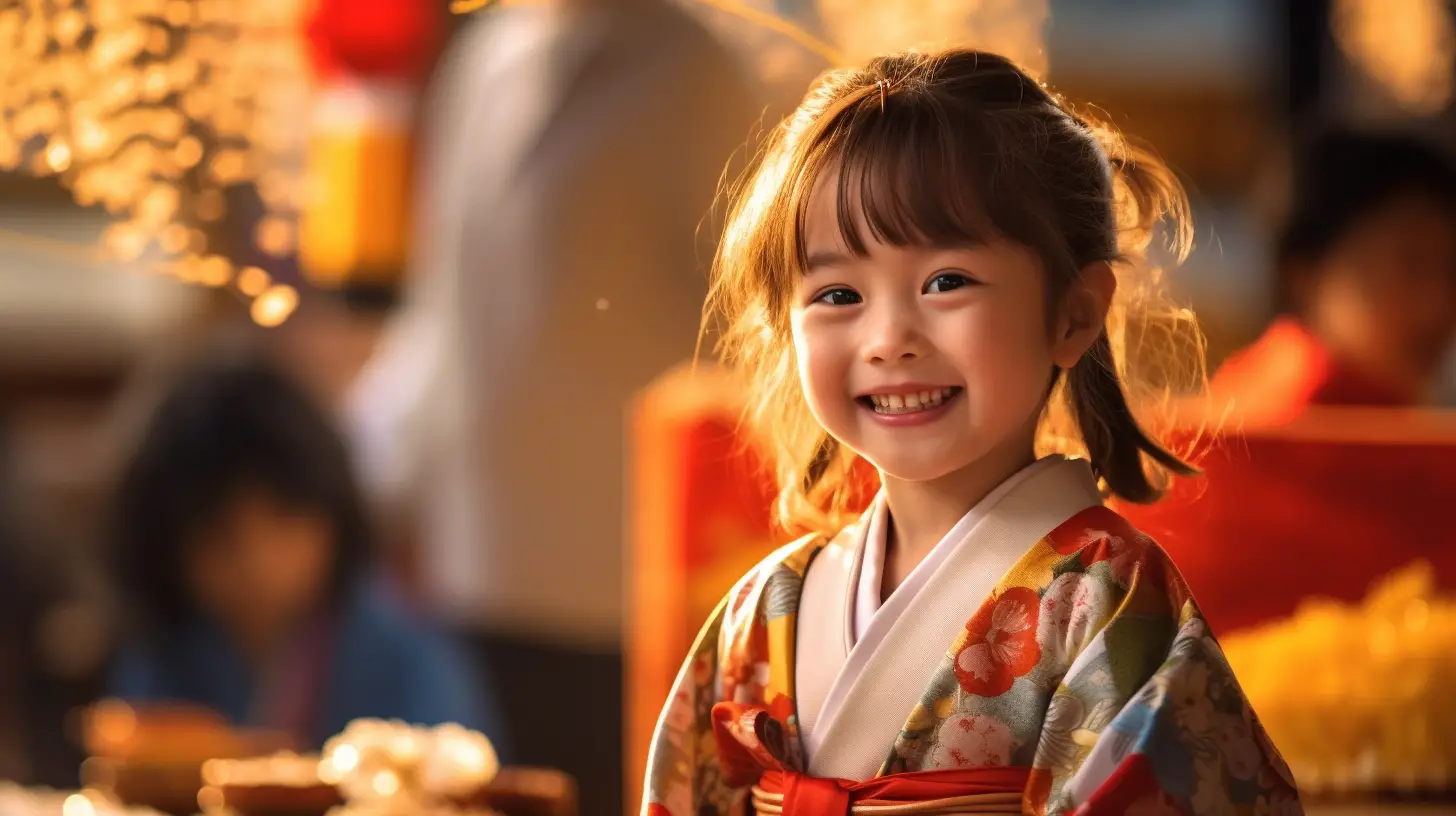 A girl wearing Kimono on the Hinamatsuri day