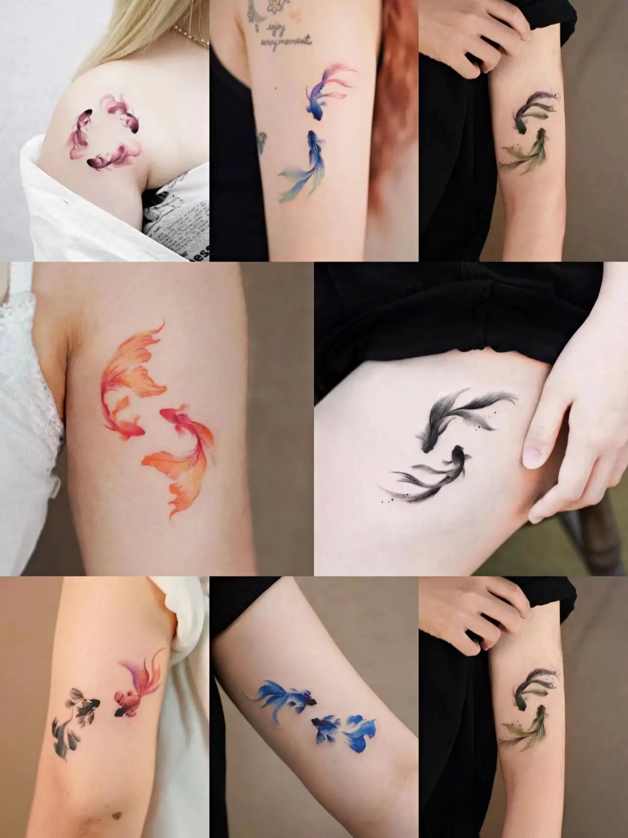 Colored Koi Fish Yin Yang Tattoo