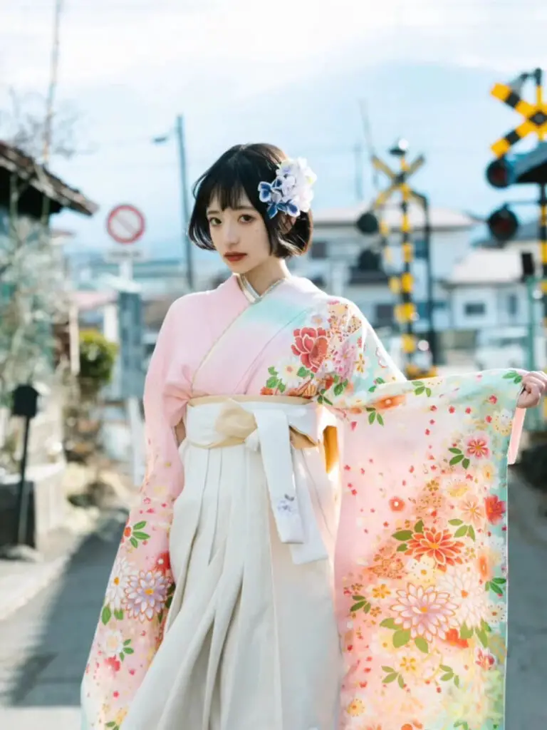 Girl wearing Hakama on the Girls' day in Japan