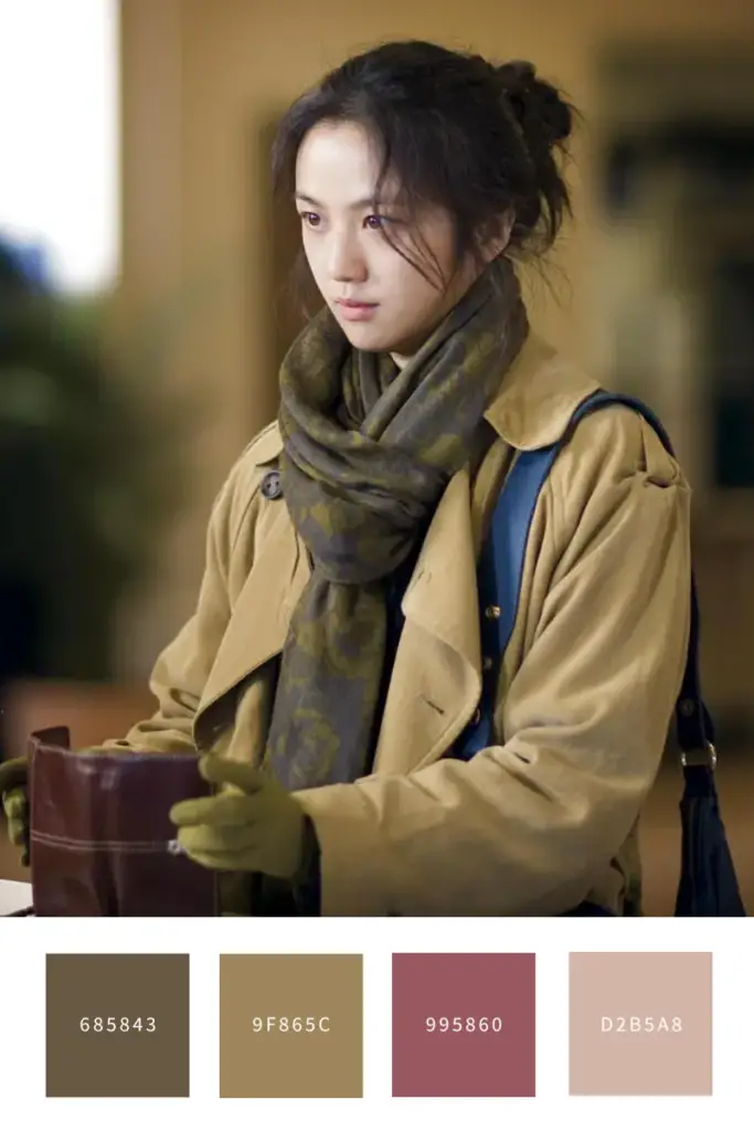 Tang Wei in "Late Autumn," a nice example of soft autumn color palette