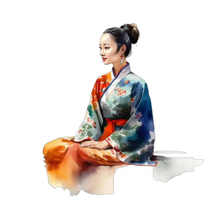 a female chinese tailor - transparent background