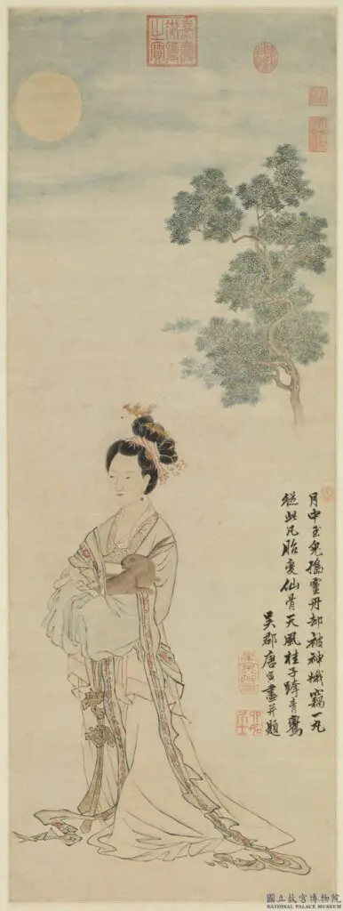 Chang'e with her rabbit, painted by Tang Yin in the Ming Dynasty