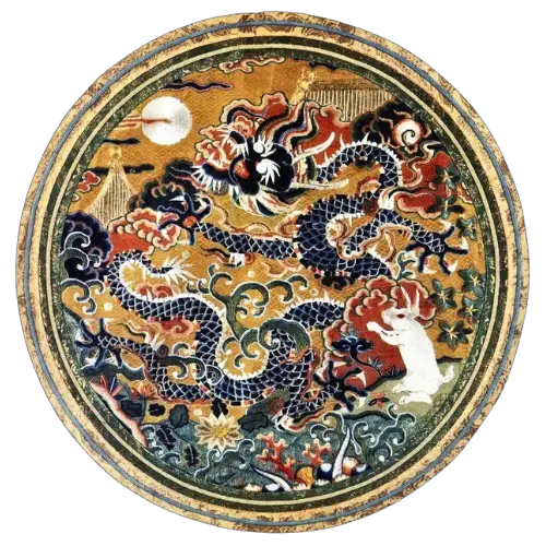 Rabbit praying to the moon in a Ming Dynasty embroidery