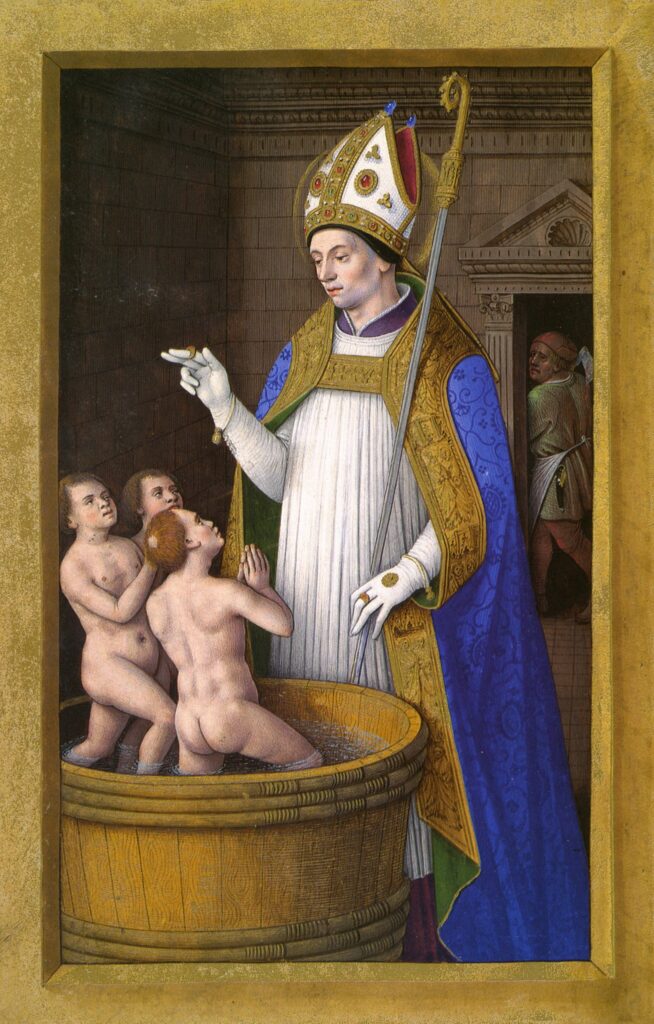 Illustration of Saint Nicolas from the French book "Les Grandes Heures d'Anne de Bretagne"