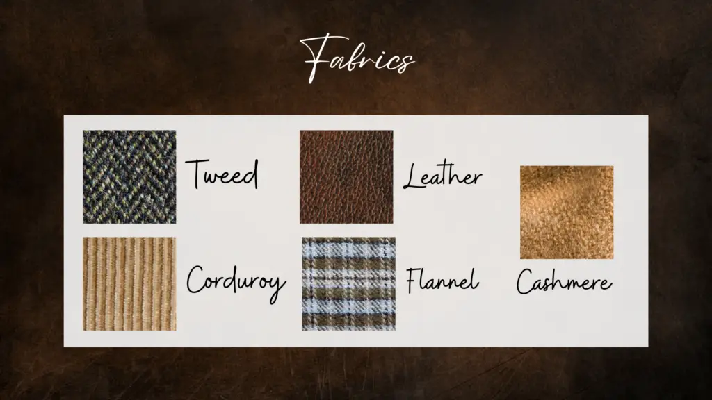 Fabrics often used in the Dark Academia Fashion